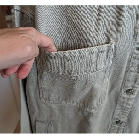 Free People Madison City Denim Jacket XL Frosted Earth Oversized Cotton Boho NWT - Picture 6 of 15